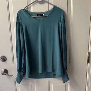 Elegant Teal V-Neck Blouse by